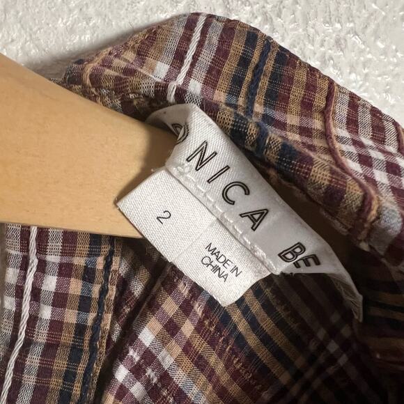 Veronica Beard Isabel Brown Plaid Puff Long Sleeve Mock Neck Top Size 2 - Picture 10 of 15